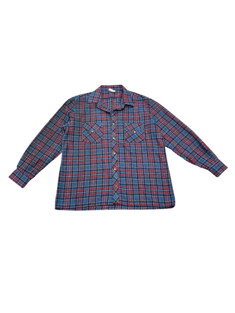 Vintage 1960s Montgomery Ward Plaid Flannel Shirt USA Made